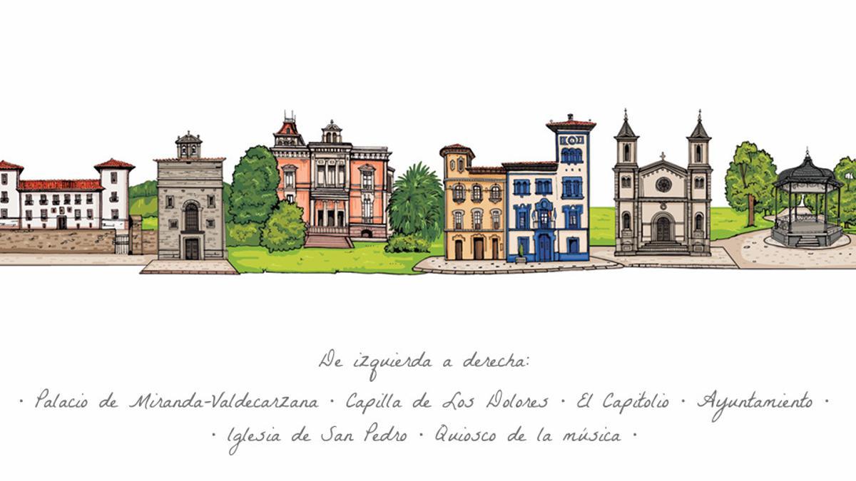 La obra de Pickford que reproduce edficios emblemáticos de Grado.