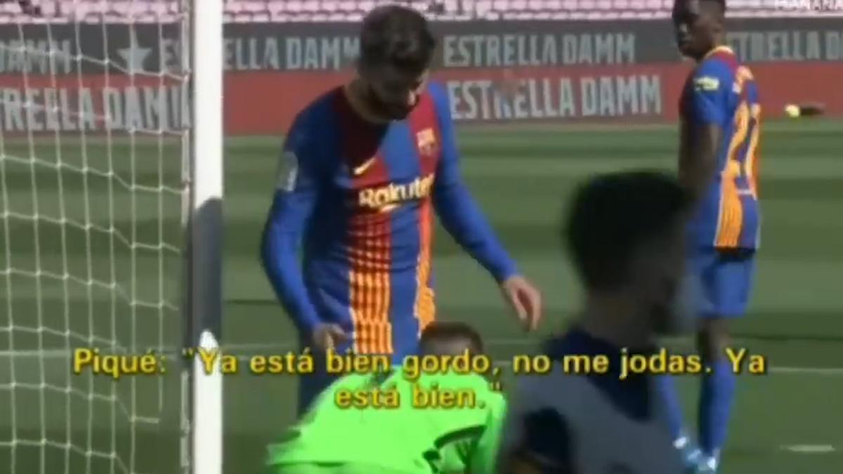 Piqué, harto de Suárez: "Gordo, ya está bien"