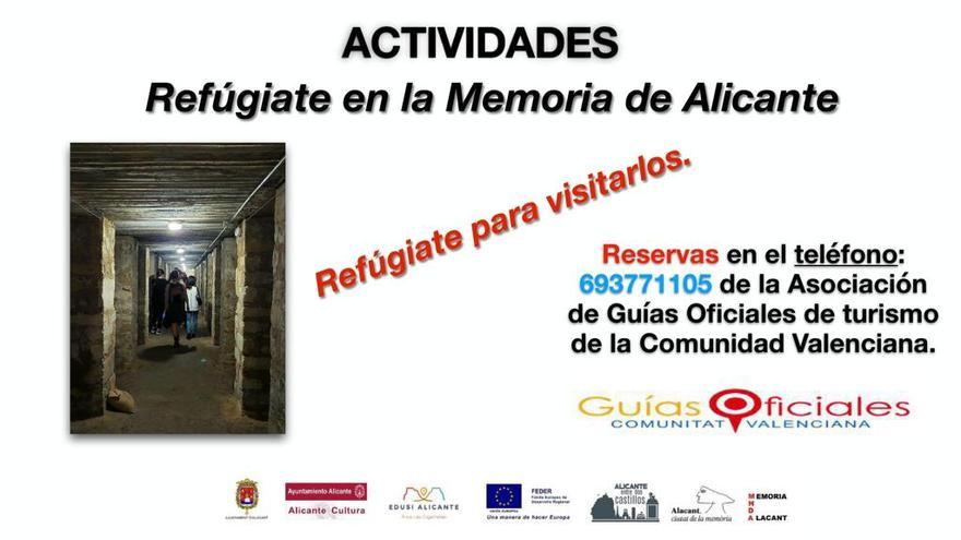 Cartel con el número de teléfono para reservar las visitas guiadas a los refugios