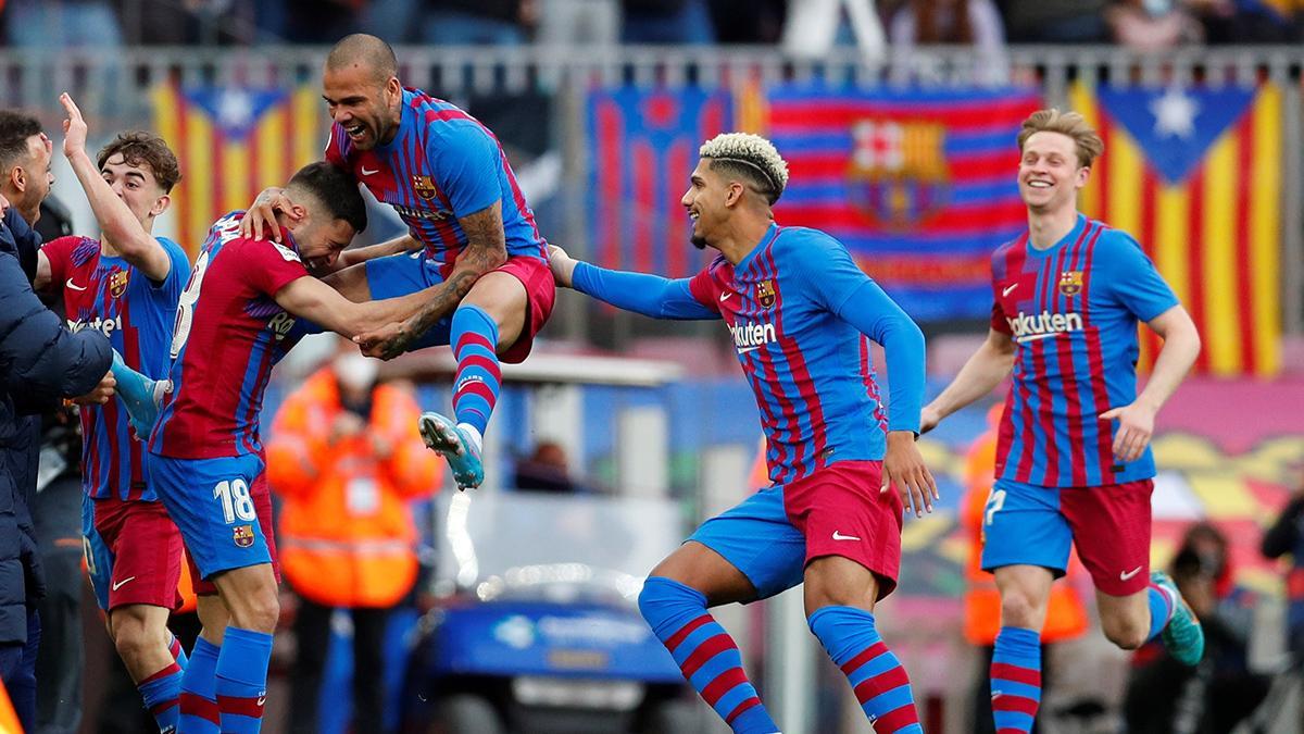 El Barcça celebrando un tanto contra el Atlético en el Camp Nou