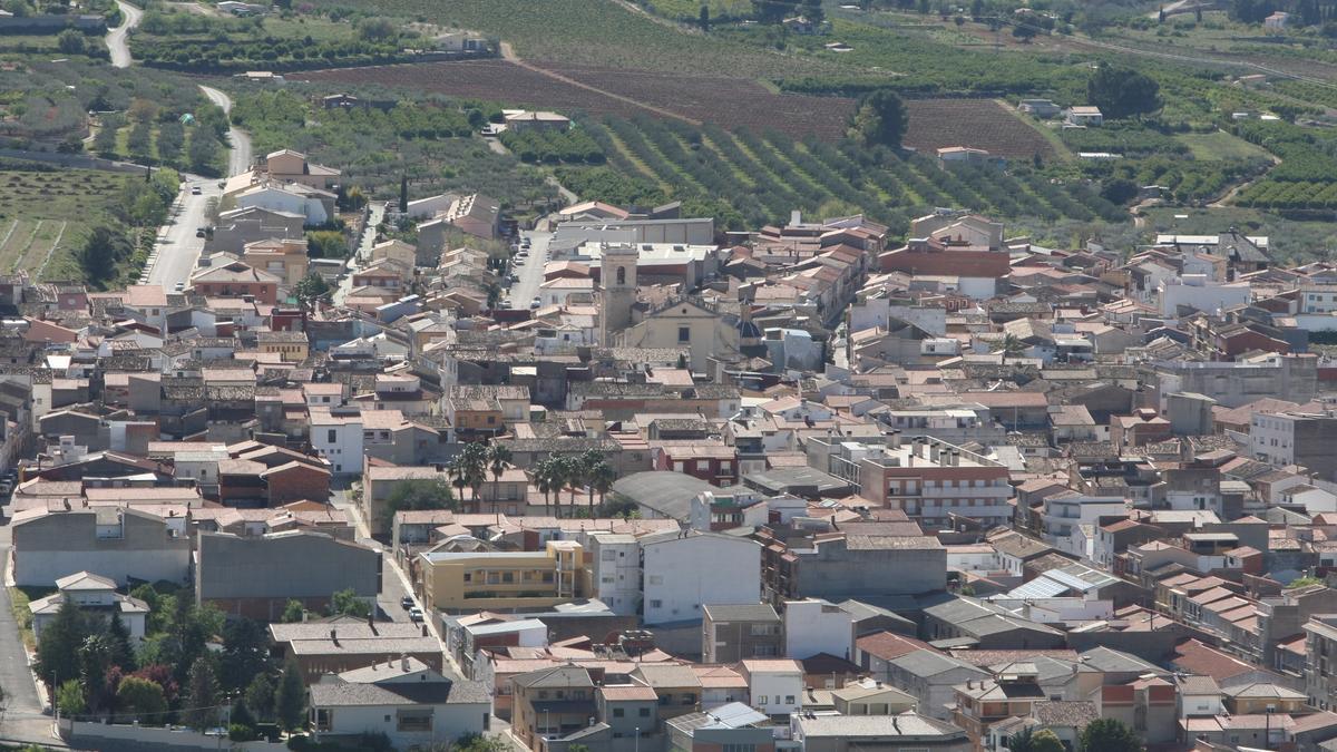 Panorámica del núcleo urbano de Vallada.