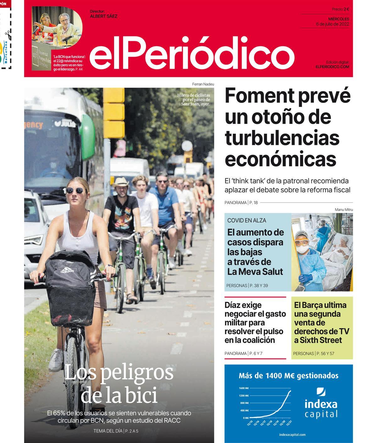 La portada d’EL PERIÓDICO del 6 de juliol del 2022 La portada d’EL PERIÓDICO del 6 de juliol del 2022