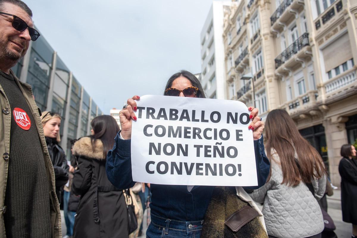 Manifestación de trabajadores del sector del comercio en A Coruña