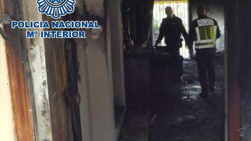 Vivienda incendiada donde se encontró la plantación.