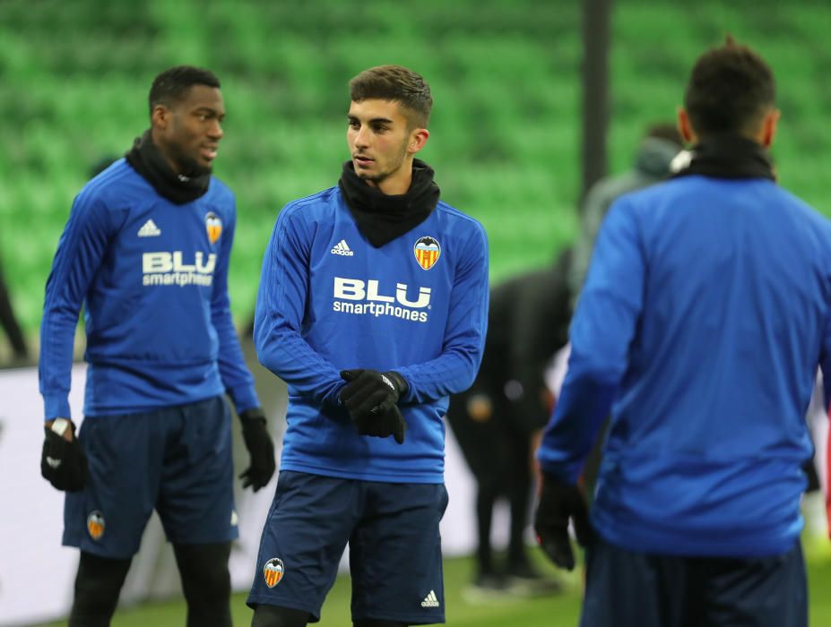 Entrenamiento del Valencia CF previo al partido ante el Krasnodar