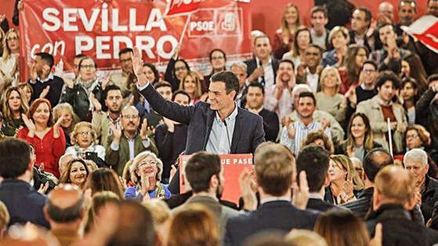 Pedro Sánchez, durant la seva intervenció a Sevilla.