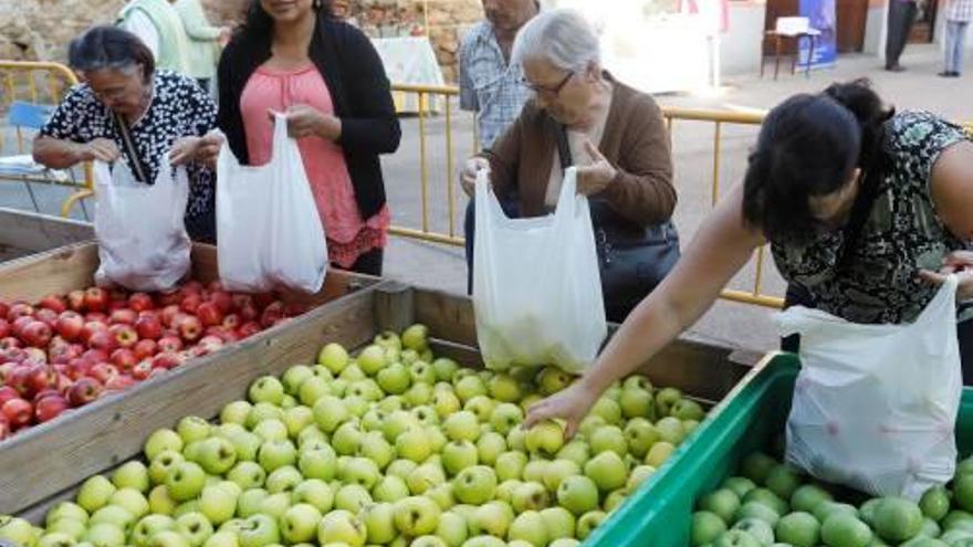 Imatge de la venda de les pomes, aquest diumenge.