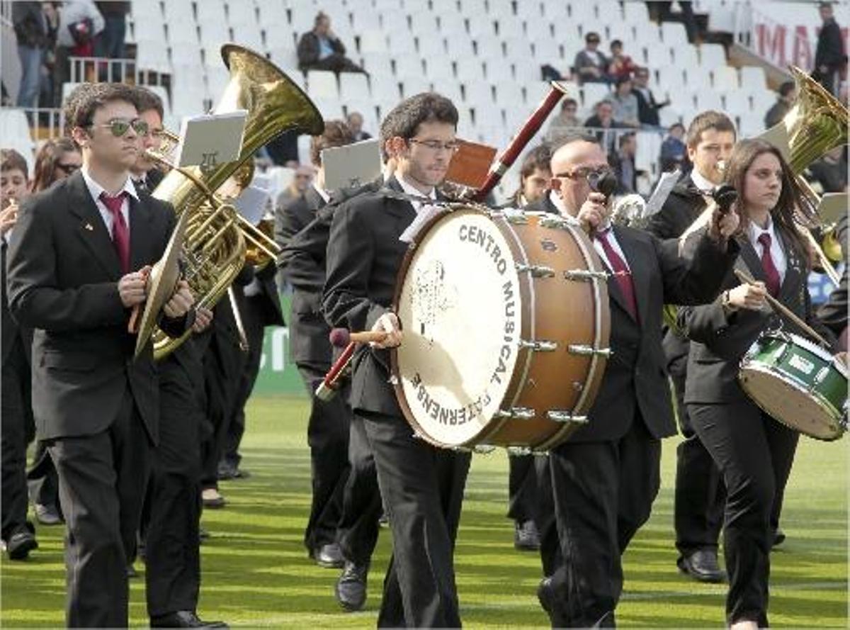 La banda de música es habitual en Mestalla.