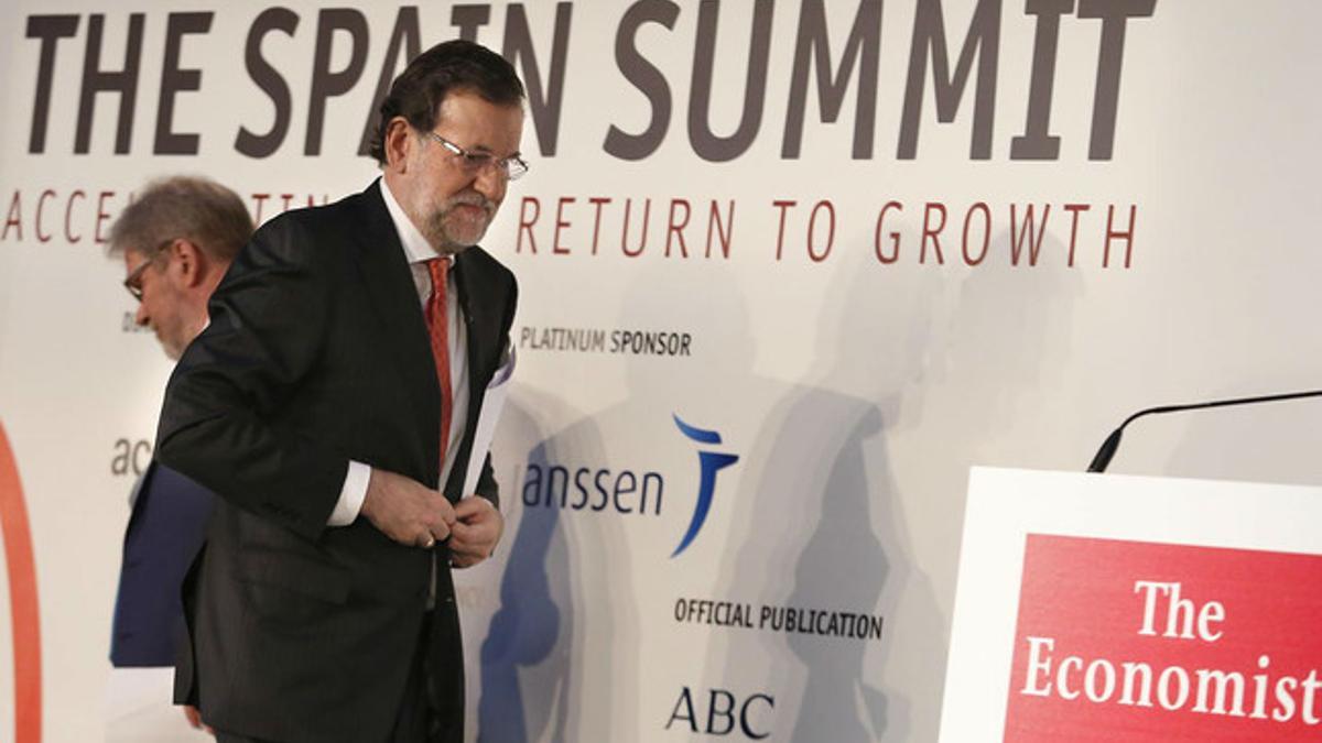 Mariano Rajoy, este martes, en las jornadas de 'The Economist' sobre la economía española.