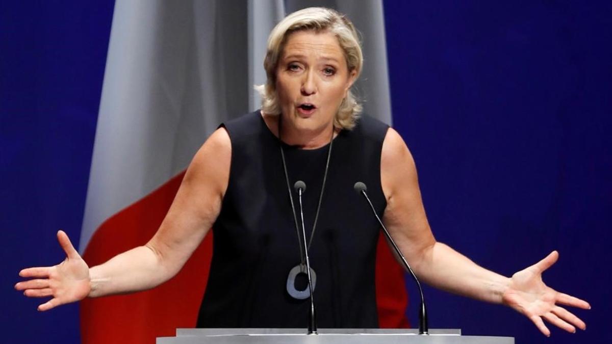 Marine Le Pen, durante su intervención en la localidad francesa de Frejus.
