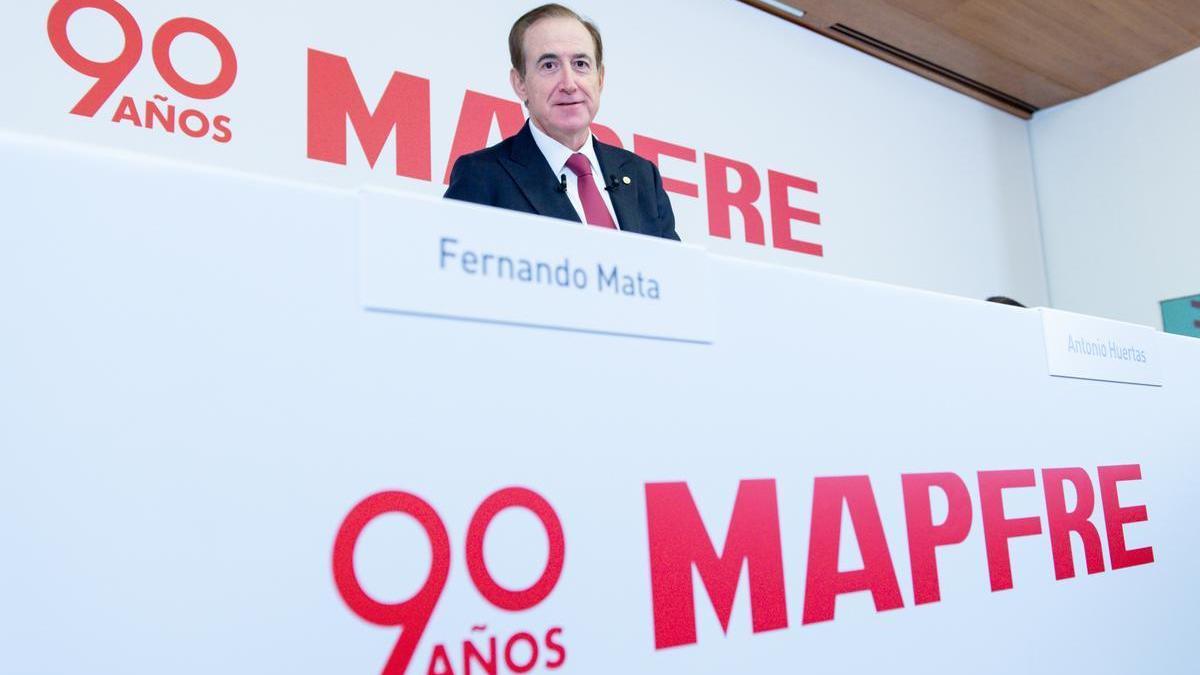 El presidente de Mapfre, Antonio Huertas, durante la presentación de resultados de 2022.