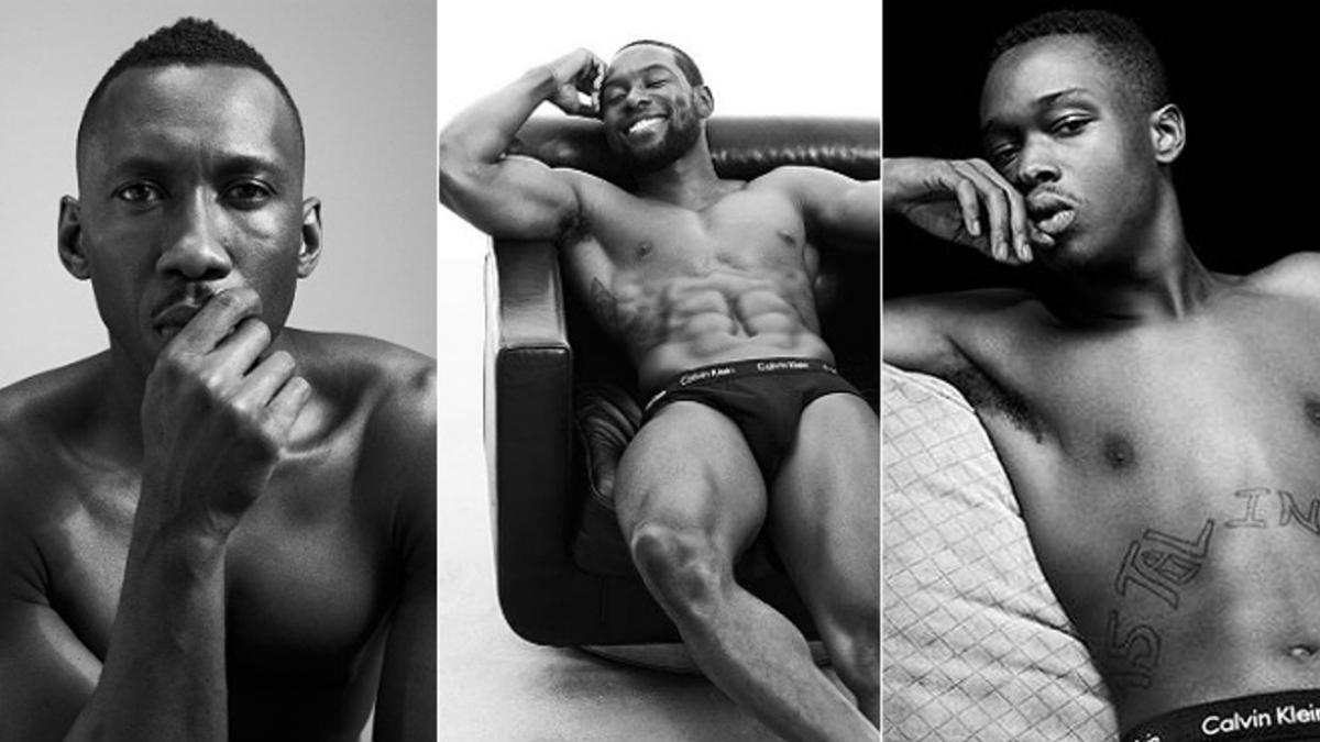 Los actores de 'Moonlight' Mahershala Ali, Trevante Rhodes y Ashton Sanders, en la campaña de Calvin Klein.