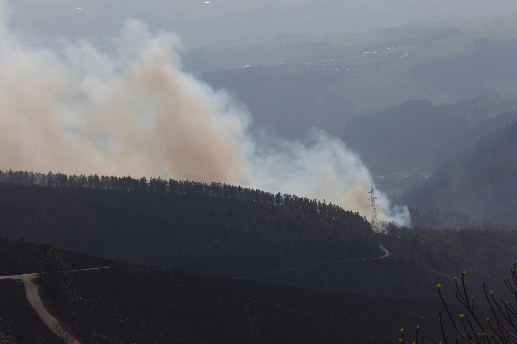 Dura lucha contra los incendios de Tineo y Valdés