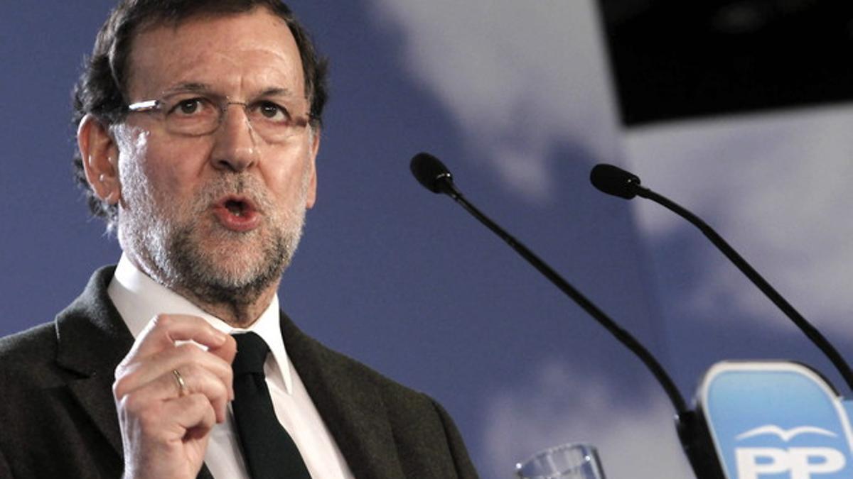 Mariano Rajoy, en un momento de su discurso, este sábado en Barcelona.