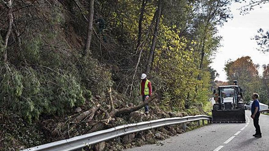 Tallada per esllavissades en el talús la GI-551 entre Santa Coloma i Sant Hilari