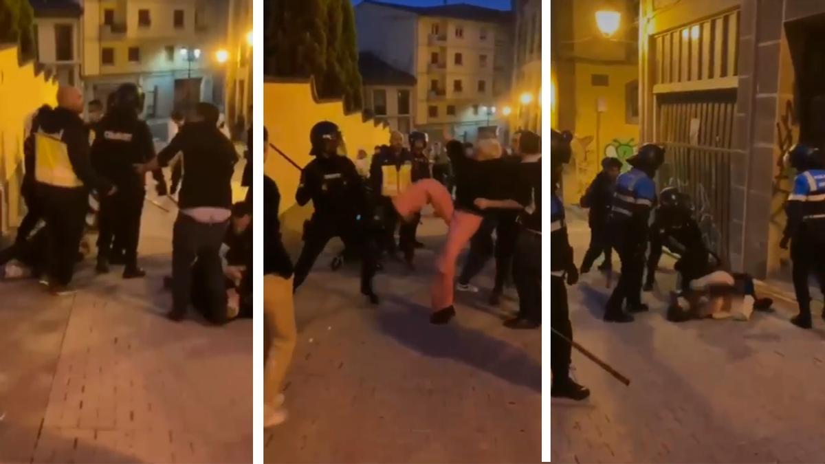 Imágenes del enfrentamiento entre los agentes de la policía y un grupo de jóvenes en la calle San José