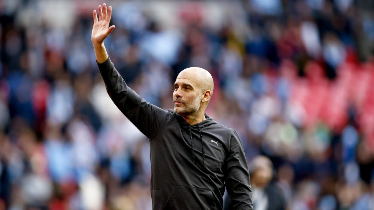 Pep Guardiola celebra la victoria frente al Arsenal