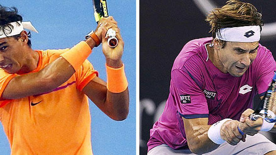 Rafa Nadal y David Ferrer, durante sus partidos en Pekín.