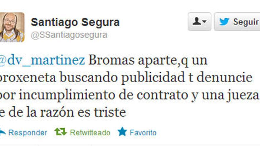 Tweet que colgó Santiago Segura en twitter