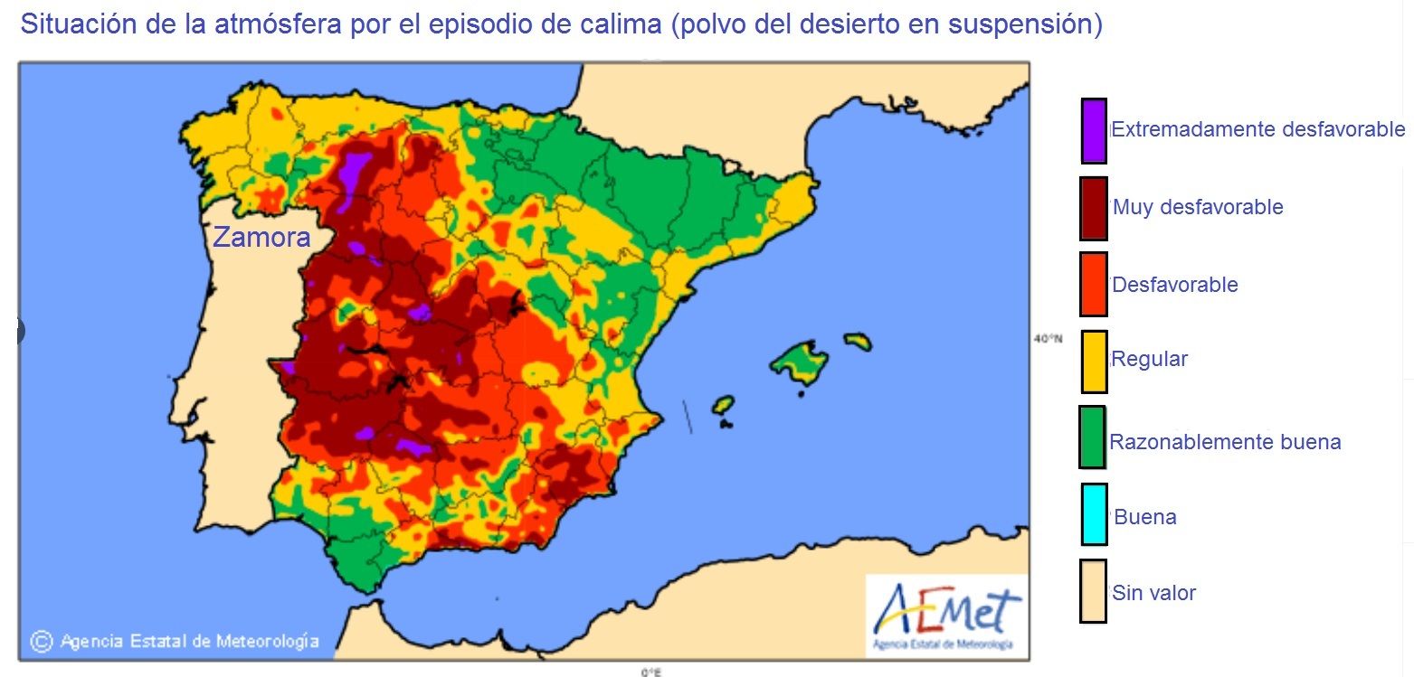 Calima: Previsión de la lengua de aire sahariano para este miércoles en Zamora