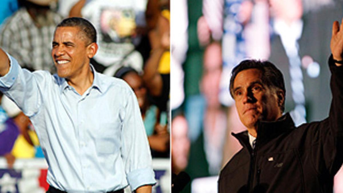 Obama y Romney, en actos de campaña.