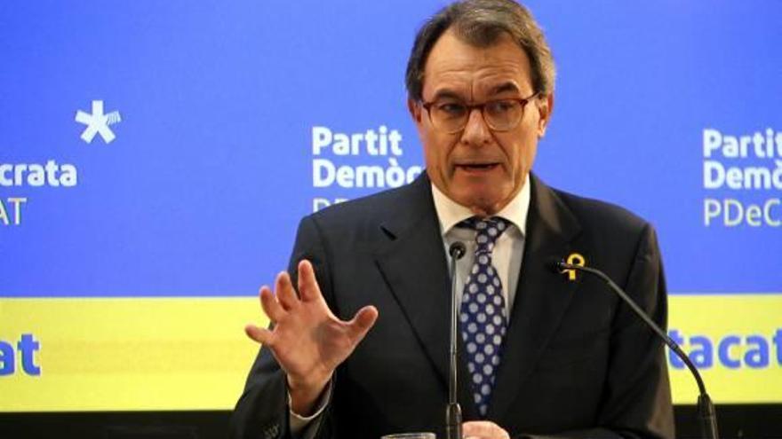 Artur Mas, durant la roda de premsa que va oferir ahir a la tarda