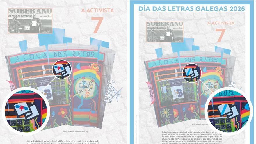 El IES Castelao denuncia la «censura» de la Xunta a su cartel de las Letras Galegas al borrarle la «estrela» de la bandera gallega