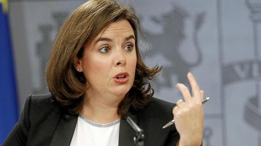 La vicepresidenta espanyola, ahir, en roda de premsa