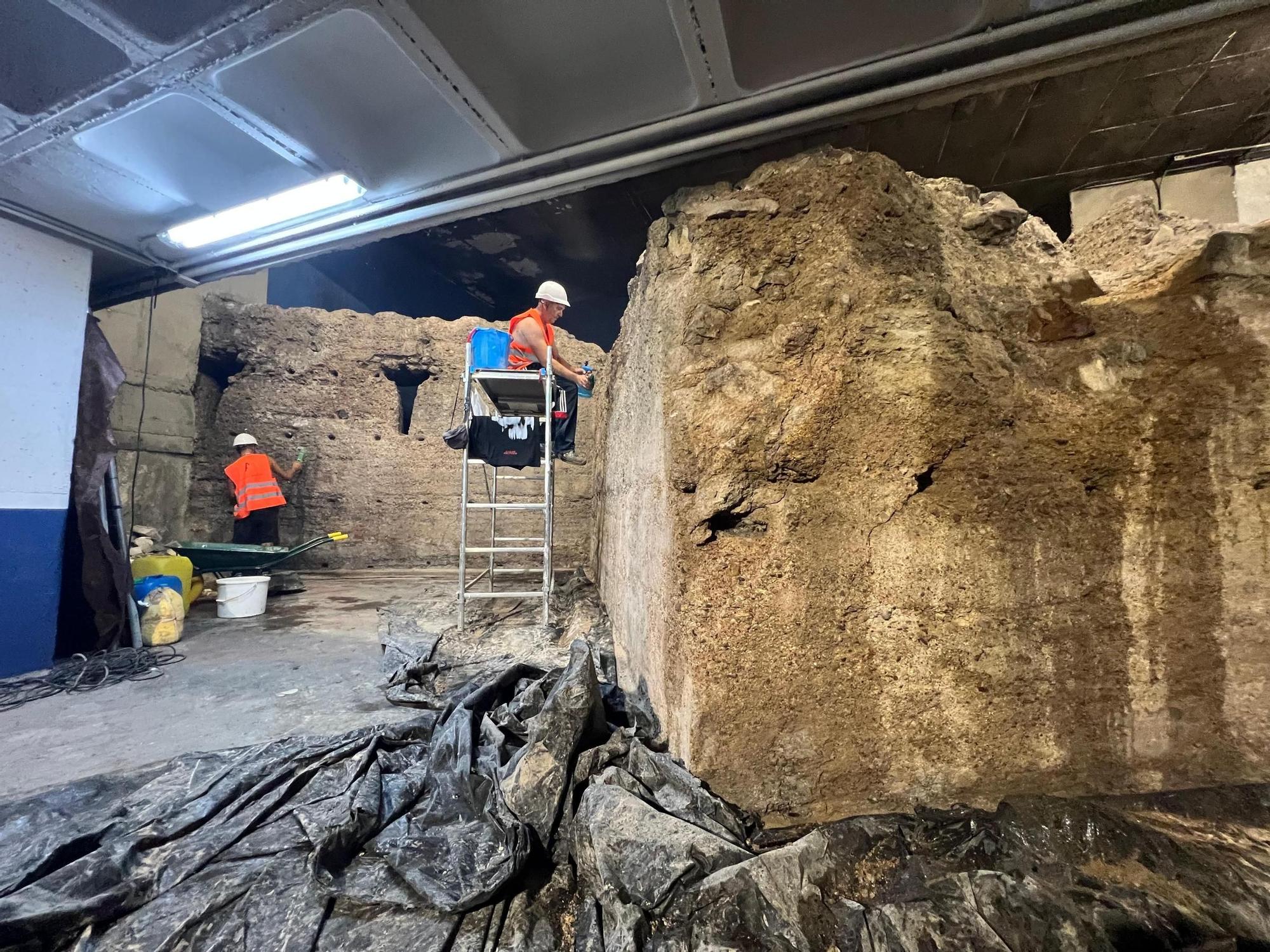 Inicia la reecuperación de la Muralla del Sol, ubicada bajo La Glorieta de España en Murcia