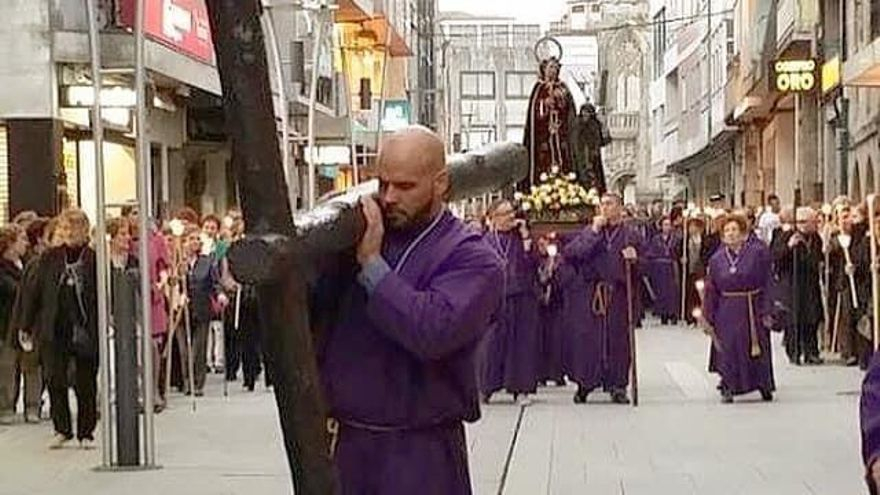 Sergio Fenández, en la procesión del Cristo, a la que acudía cada año.