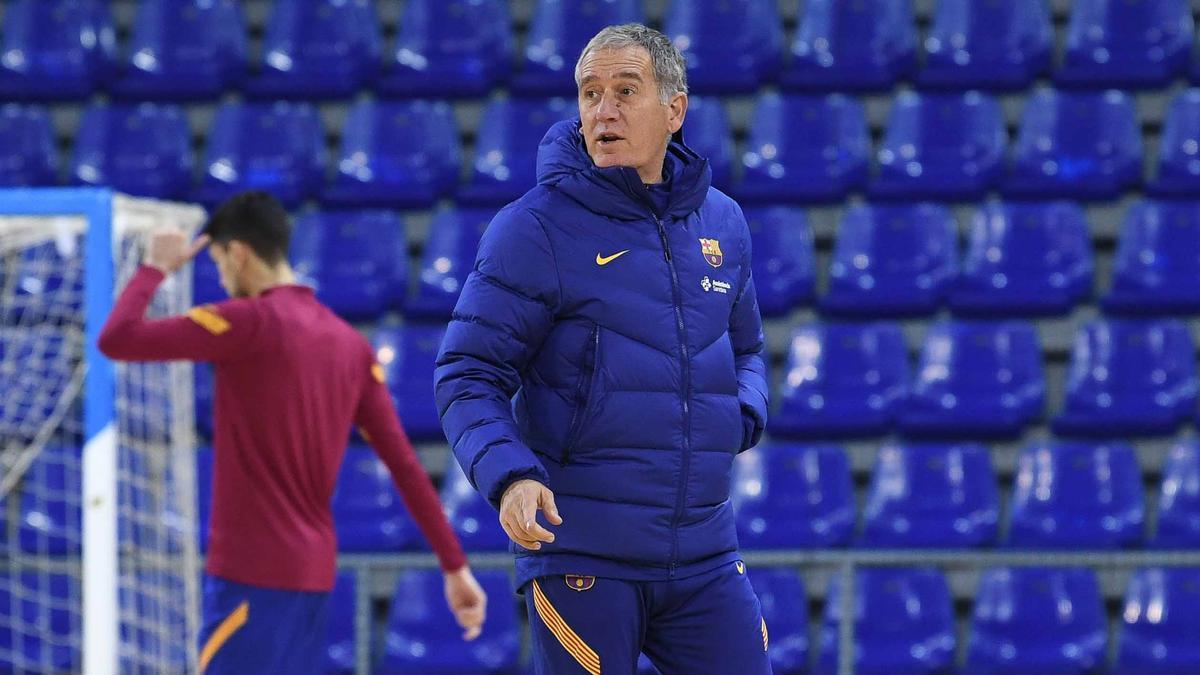 Andreu Plaza en un entrenamiento del Barça de fútbol sala