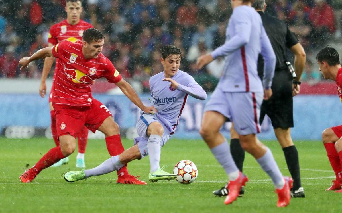 Gavi, en el duelo amistoso del Barça contra el Red Bull de Salzburg.