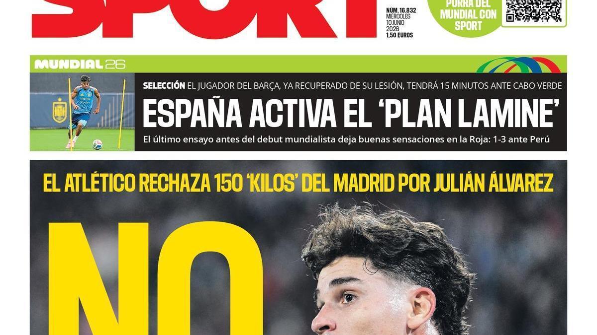 Esta es la portada de SPORT de hoy miércoles, 10 de junio de 2026