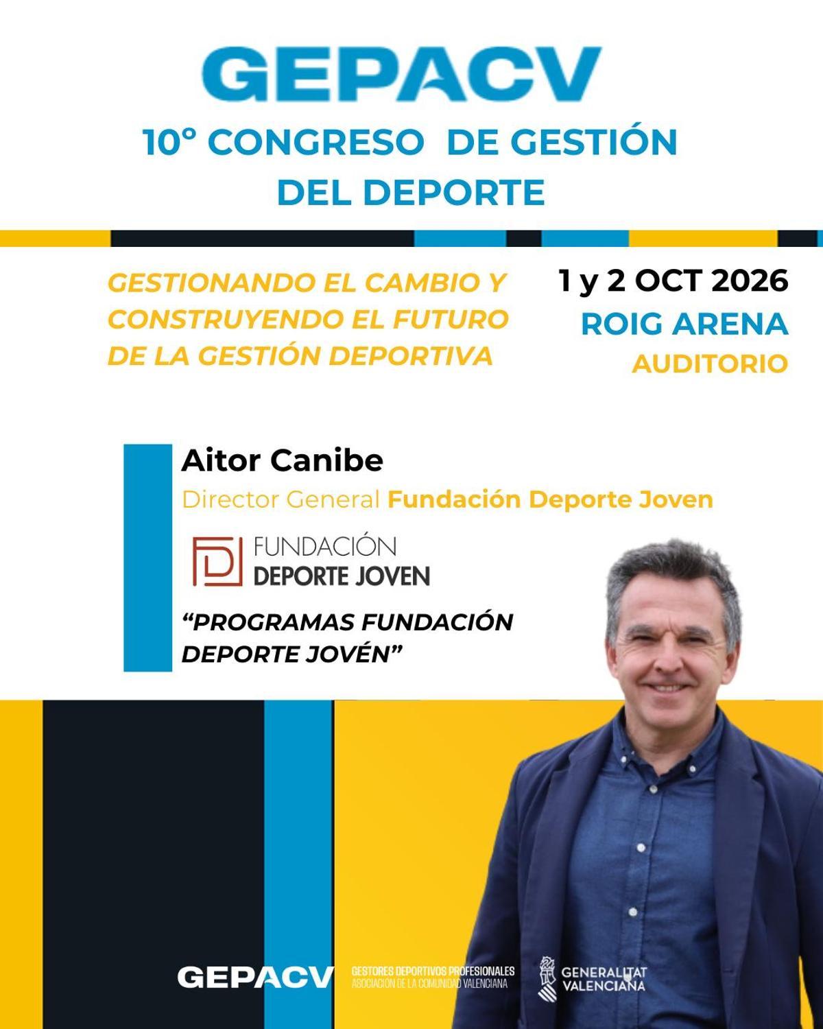 Aitor Canibe, Director General de Fundación Deporte Joven, nuevo ponente confirmado del congreso.