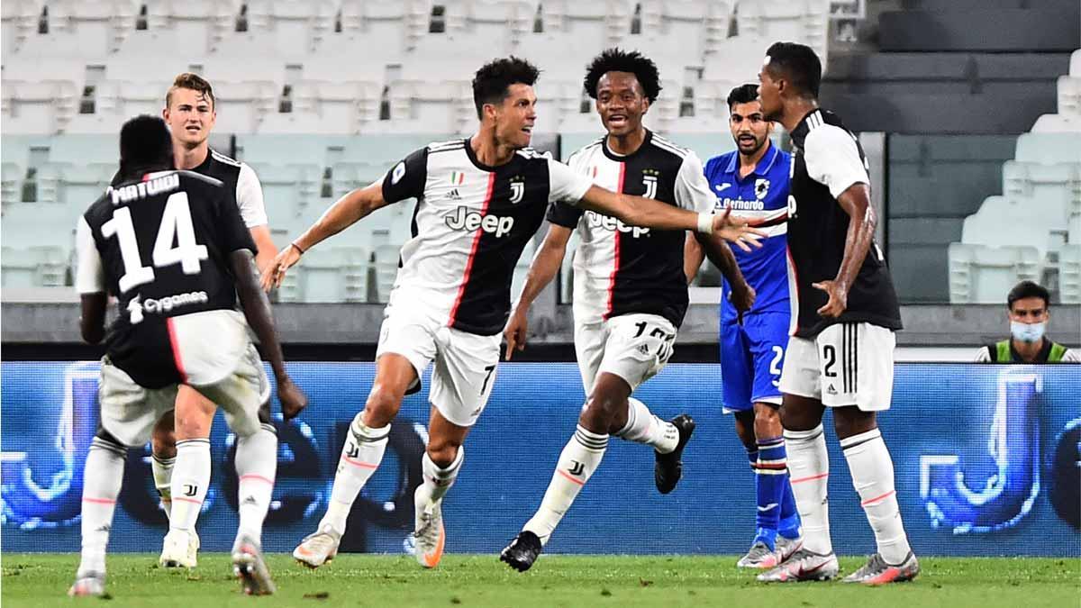 La Juventus, campeona de Italia por novena vez seguida. En la foto, Cristiano Ronaldo celebra el 1-0 que encarrilaba el alirón ante el Sampdoria.