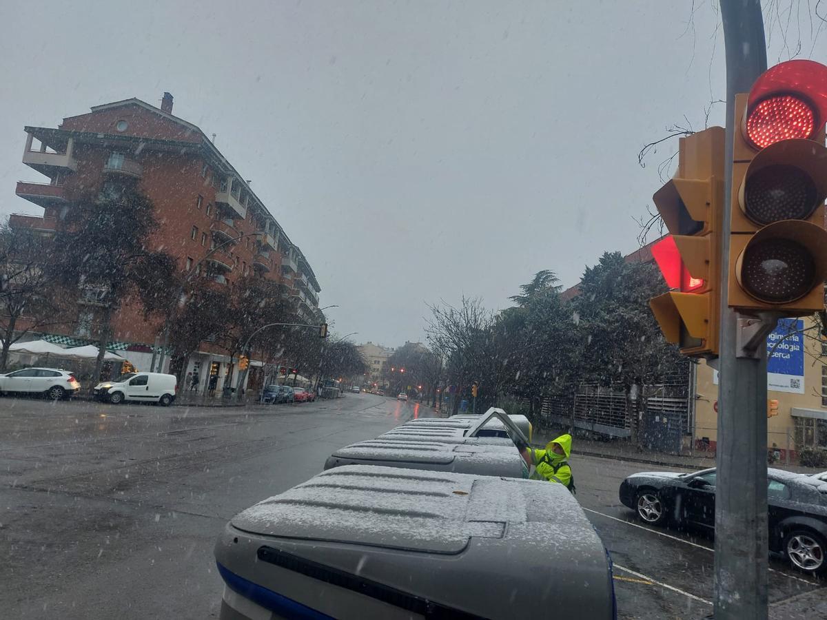 La nevada d'aquest dilluns a la Manresa