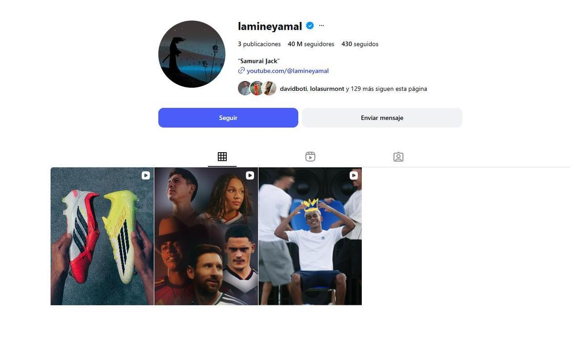 Este es el muro actual de Lamine Yamal