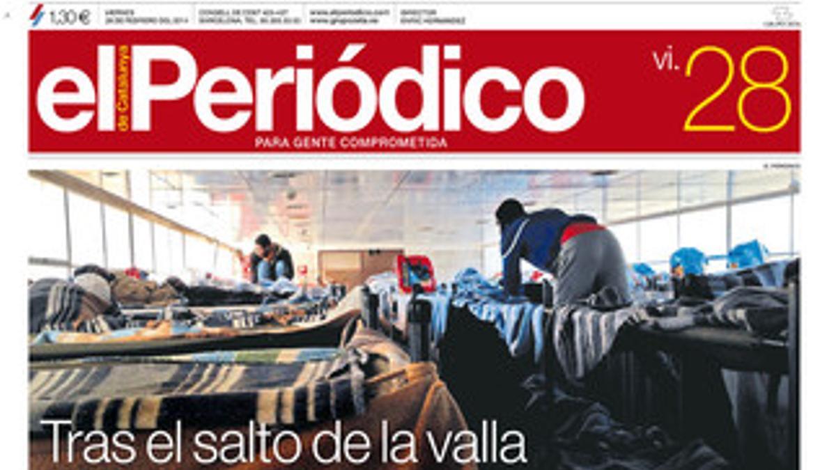 La portada de EL PERIÓDICO (28-2-2014).