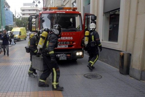 Un simulacro de incendio en el edificio Administrativo del Ayuntamiento de Cartagena