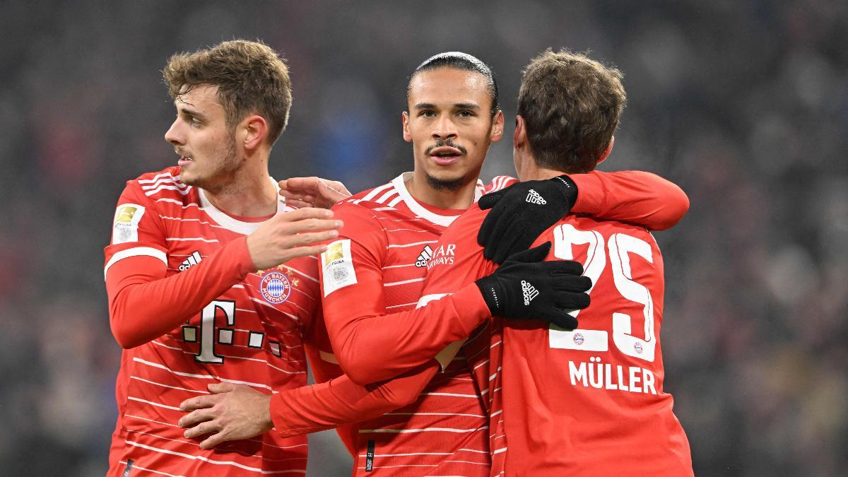 Sané celebra un gol con el Bayern