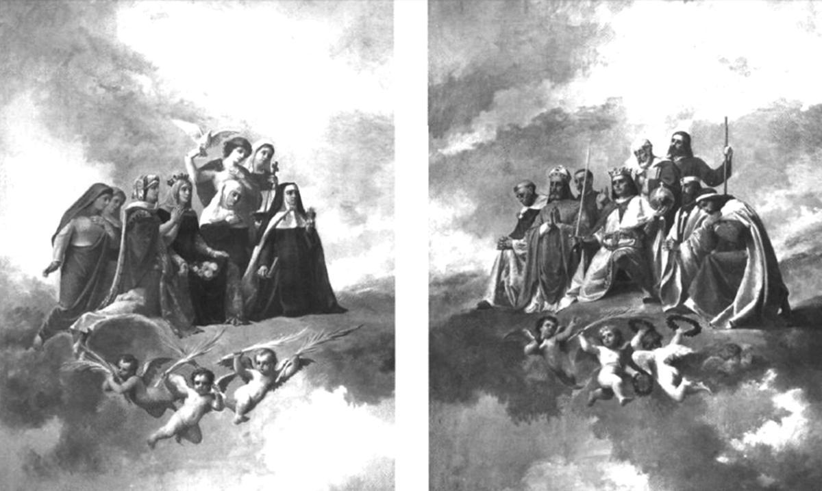 Bocetos de Francisco Jover para las santas y santos españoles