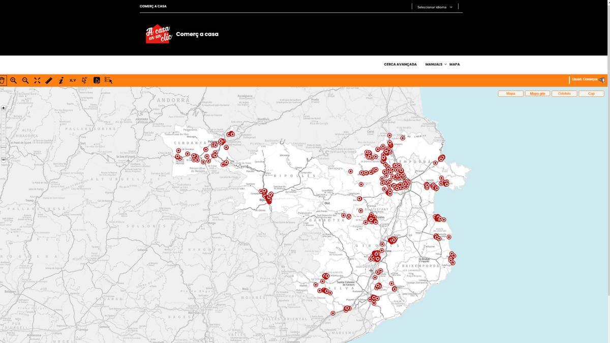 Mapa de la geolocalització de 'A casa en un clic'