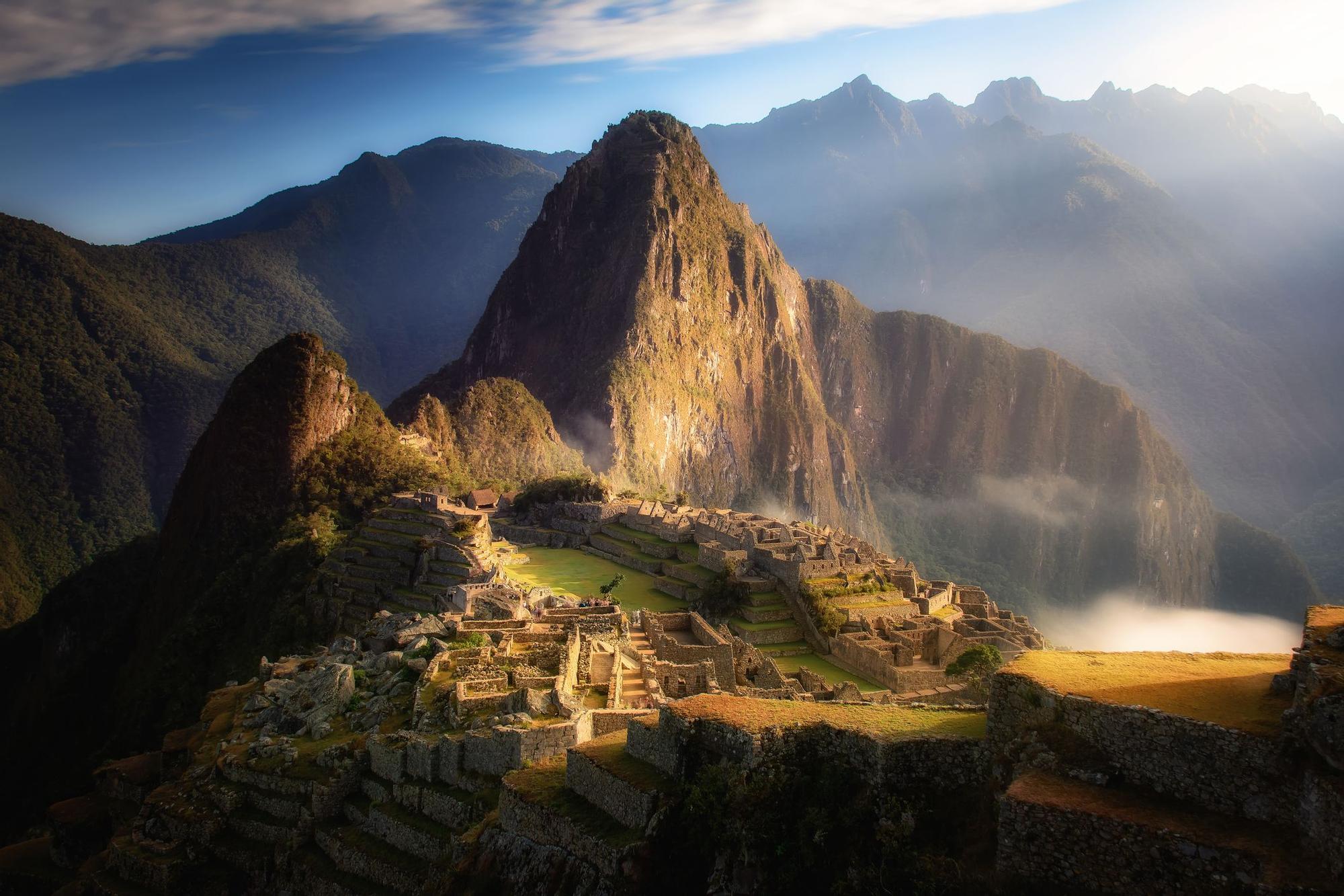 Vista de pájaro de Machu Picchu