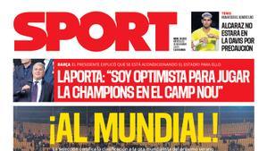 Esta es la portada de SPORT de hoy miércoles, 19 de noviembre de 2025