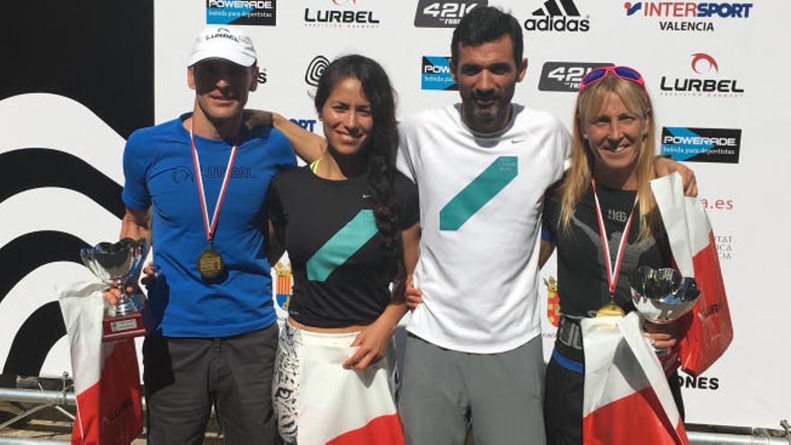 Los cuatro vencedores de las dos pruebas del Trail de Vallada