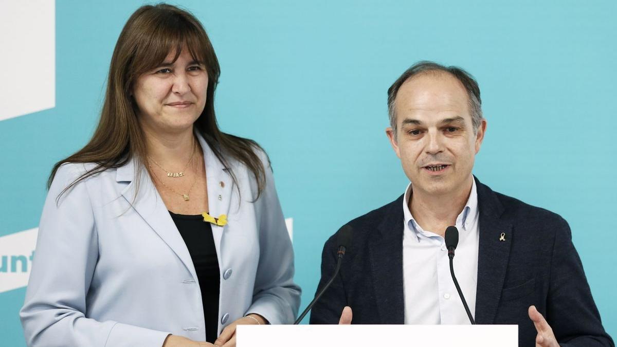 La presidenta de Junts, Laura Borràs, y el secretario general del partido, Jordi Turull.