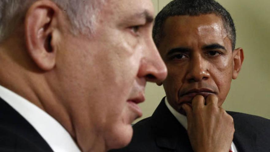 El presidente americano Barack Obama y el primer ministro israelí Benjamin Netanyahu, reunidos en el Despacho Oval.