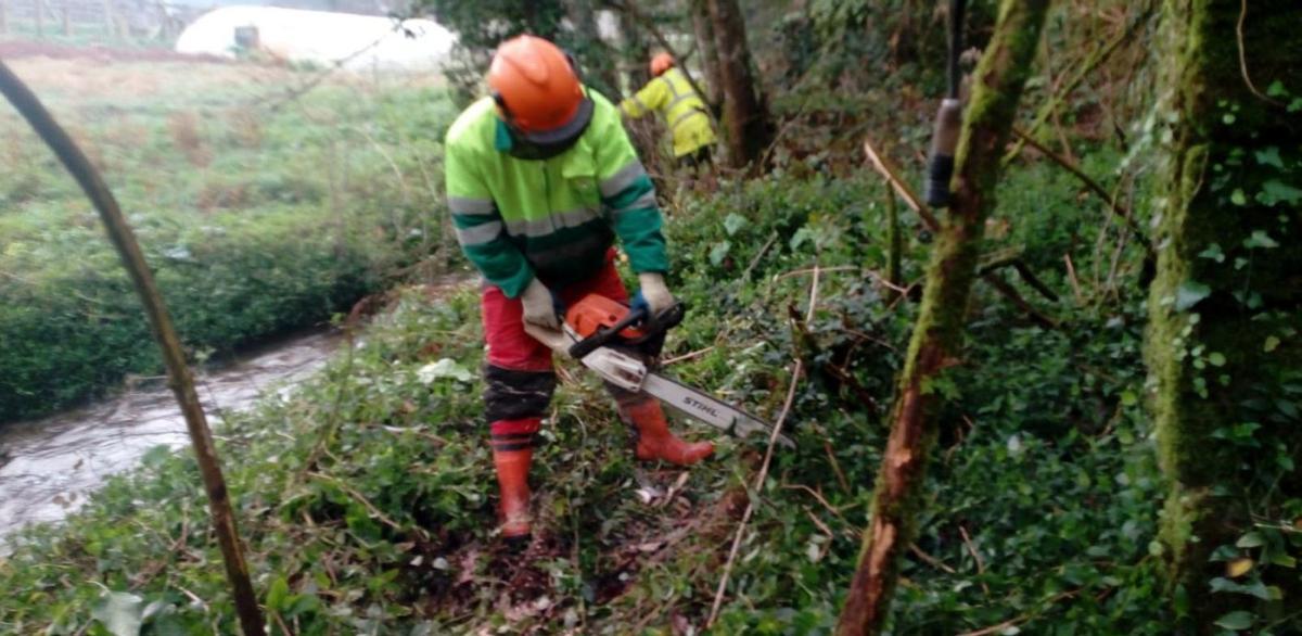 Labores de limpieza en el entorno de los ríos meañeses.   | // FDV