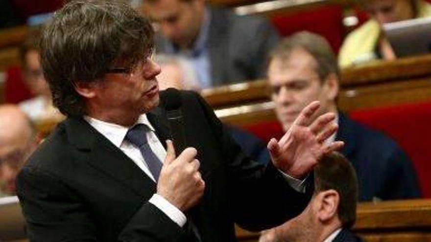 Carles Puigdemont a la sessió de control d&#039;ahir al Parlament