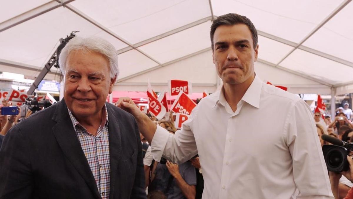 González y Sánchez, durante un mitin en Madrid el pasado 24 de junio.